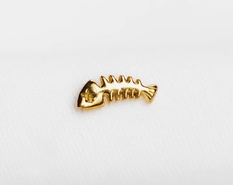 Fish Bone Stud, Threadless Flat Back Earring, Minimalist Style, A-SS1152
