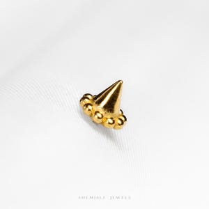 Spike and Beads Stud, Threadless Flat Back Earring, Minimalist Style, A-SS1101