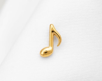 Eighth Music Note Stud, Threadless Flat Back Earring, Minimalist Style, A-SS1598