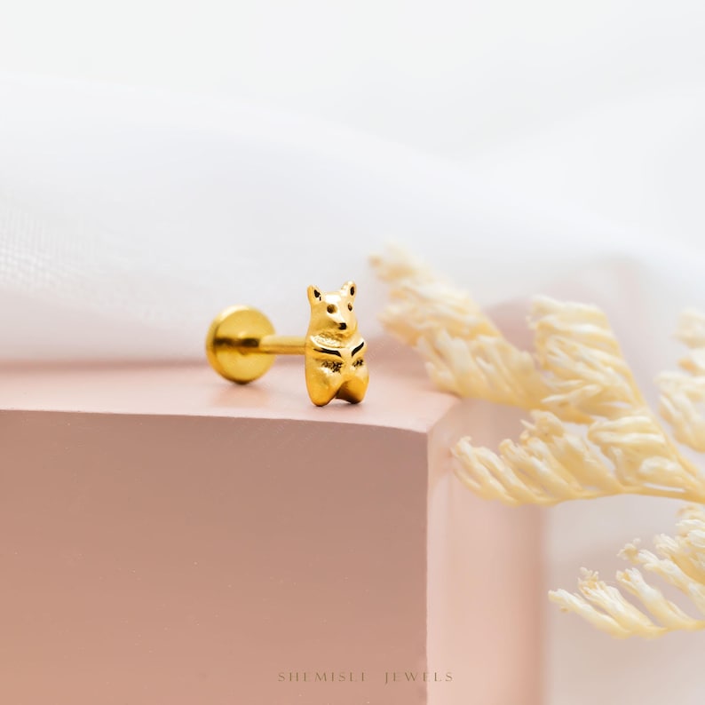 Hamster Stud, Threadless Flat Back Earring, Minimalist Style, A-SS1017 image 5