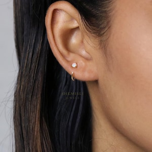 Tiny Opal Stone Jacket Earring White Emerald Turquoise Sapphire Black Opal, Unisex, Gold, Silver SJ016 SJ017 SJ018 SJ019 SJ020 SJ013 NOBKG