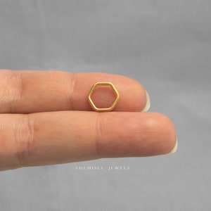 Hexagon Septum Ring, Nose Ring, Daith Hoop, Hinged Clicker Hoop, 16ga 8mm or 10mm, Surgical Steel, SHEMISLI SH238, SH239 image 4
