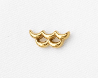 Water Ripples Stud, Threadless Flat Back Earring, Minimalist Style, A-SS1805
