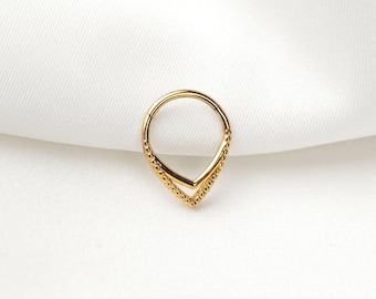Double Layered Teardrop Nose Ring, Septum Clicker Hoop Earring