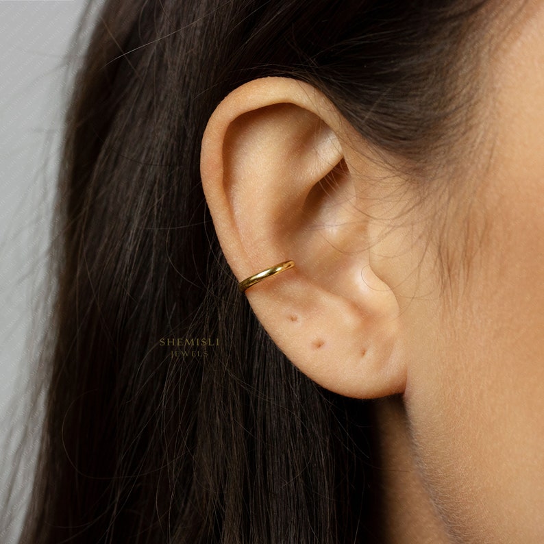 Simple Thin Band Ear Cuff, No Piercing is Needed, Gold, Silver SHEMISLI SF001 