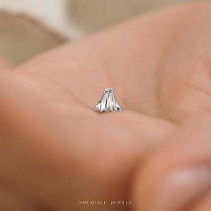 Tiny Ghost Threadless Flat Back Earring, 20,18,16ga, 5-10mm Unisex, Surgical Steel SHEMISLI SS1082
