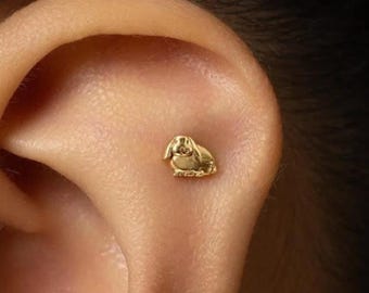 Flat Back Earring, Lop-eared Bunny Rabbit, Threadless Stud
