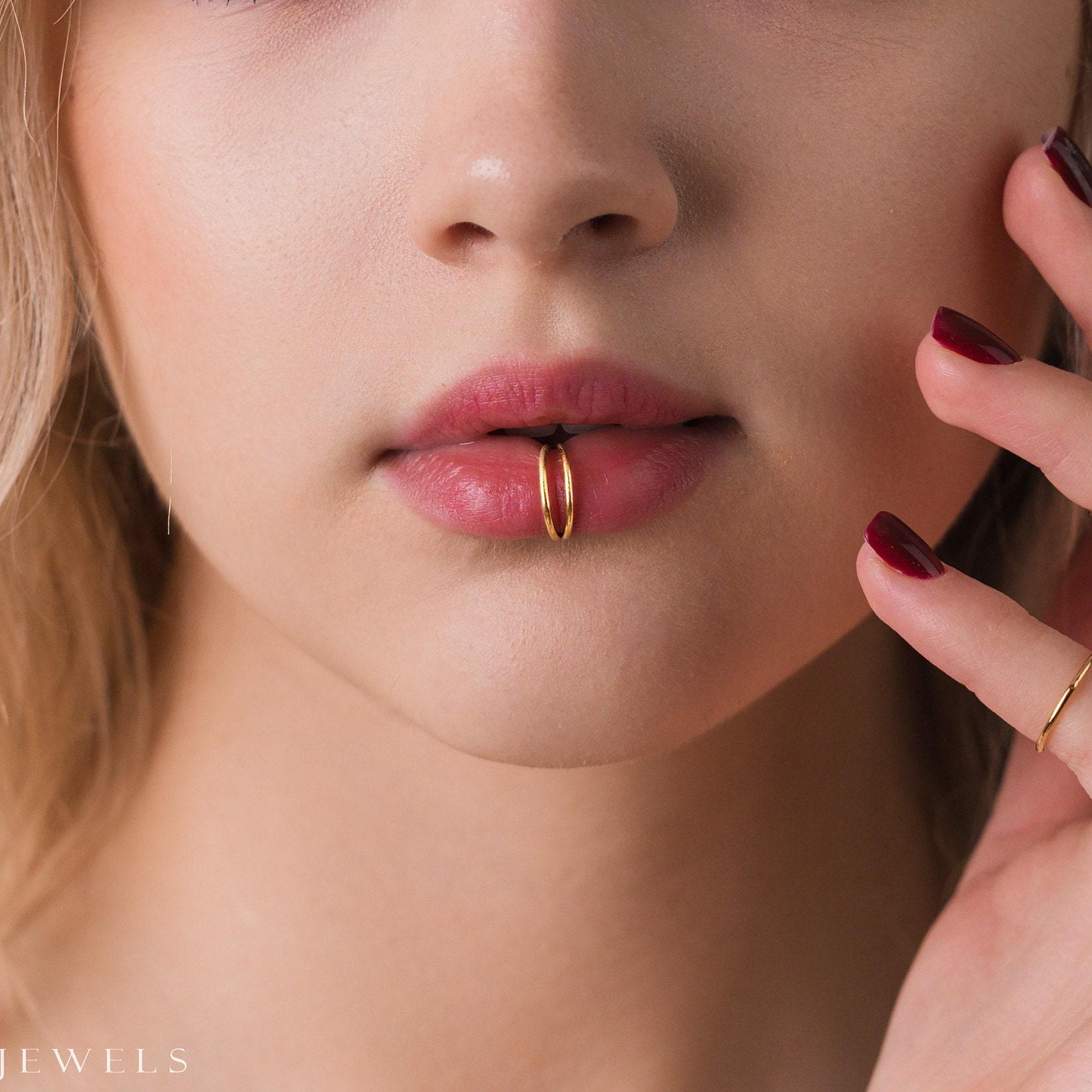 Split Double Lip Hoop Ring, 18,16ga, 8,10,12mm, Unisex, G23 Split Double Lip Hoop Ring, 18,16ga, 8,10,12mm, Unisex, G23