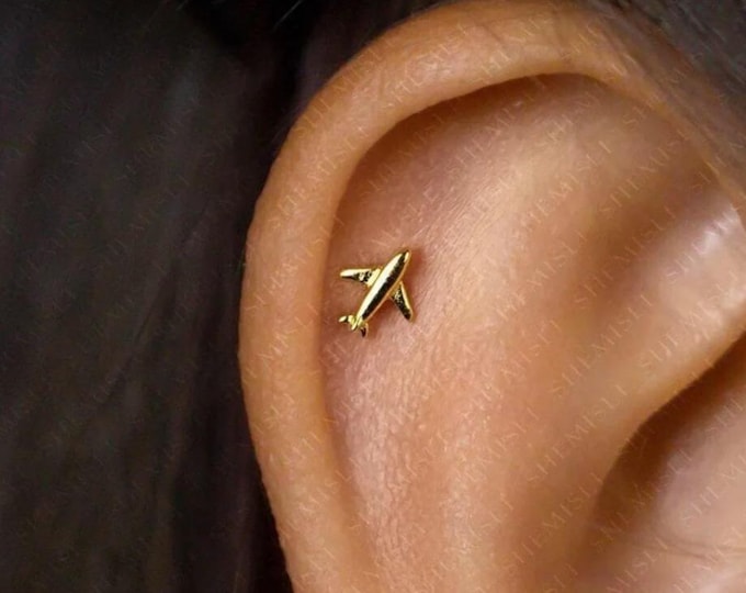 Airplane Earrings, Screw-Back Studs, Aviation Jewelry