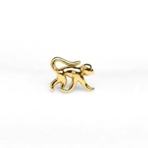 Monkey Stud, Threadless Flat Back Earring, Minimalist Style, A-SS1046