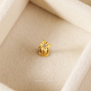 Tiny Star Threadless Flat Back Nose Stud, 20,18,16ga, 5-10mm Unisex