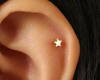 Cute Star Stud, Threadless Flat Back Earring, Minimalist Style, A-SS903