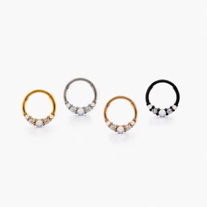 Opal Gemstone Nose Ring, Septum Hoop, Minimalist Style, A-SH632 SH633