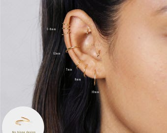 Thin Hoop Ring for Ear, Nose Piercings, No Hinge Design, 20ga, 4, 5, 6, 7, 8, 9, 10, 12mm, Unisex, Gold Filled, Silver SH284-292