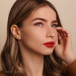 Fan Shaped Shell Stud, Threadless Flat Back Earring, Minimalist Style, A-SS926 image 8