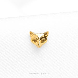 Boucle d'oreille sans filetage à dos plat Tiny Fox, calibre 20,18,16, 5-10 mm unisexe, acier chirurgical SHEMISLI SS1074