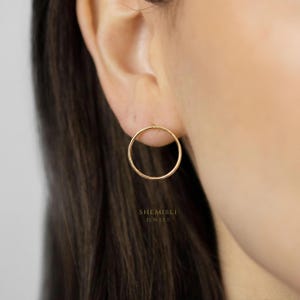 Large Open Circle Stud, Earring, Minimalist Style, A-SS237