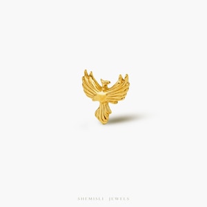 Tiny Phoenix Bird Threadless Flat Back Earring, 20,18,16ga, 5-10mm Unisex, Surgical Steel SHEMISLI SS1045