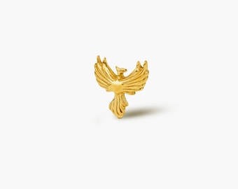 Phoenix Bird Stud, Threadless Flat Back Earring, Minimalist Style, A-SS1045