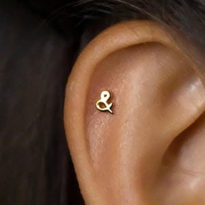 Ampersand Sign Stud, Butterfly End or Screw Ball End Earring, Minimalist Style, A-SS635 SS636