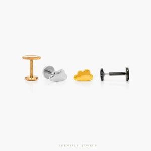 Tiny Cloud Threadless Flat Back Earring, 20,18,16ga, 5-10mm Unisex, Surgical Steel SHEMISLI SS988
