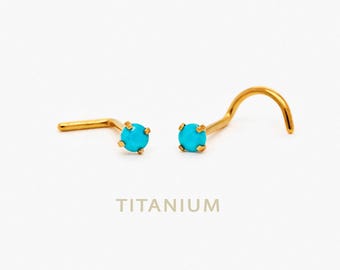 Turquoise Nose Stud, L Bend or Corkscrew, Minimalist Style, A-SS413 SS416 SS417 SS420 SS389 SS392 SS393 SS396