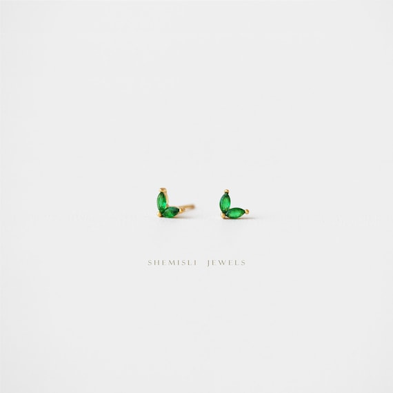 Tiny Emerald CZ Flower Studs Earrings, White, Emerald, Turquoise, Sapphire, Black, SHEMISLI SS136, SS137, SS155, SS239, SS255, SS204