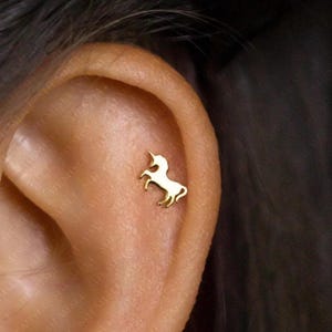 Unicorn Stud, Butterfly End or Screw Ball End Earring, Minimalist Style, A-SS705 SS706