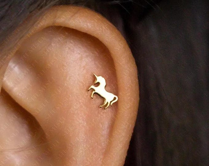 Unicorn Stud, Butterfly End or Screw Ball End Earring, Minimalist Style, A-SS705 SS706