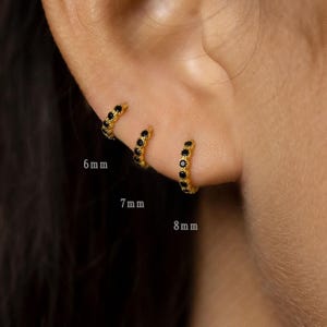 Simple Black cz Hoop Earring, Huggies, Unisex, Gold, Silver SHEMISLI SH382, SH383, SH384, SH385, SH386, SH387