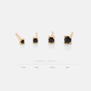 Clou d'oreille en pierre CZ noire, unisexe, or, argent SS224, SS225, SS226, SS227, embout papillon, SS742, SS743, SS744, SS745, embout à vis sphérique (type A)