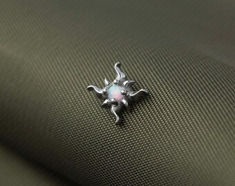 Swirl Opal Star Stud, Threadless Flat Back Earring, Minimalist Style, A-SS1224