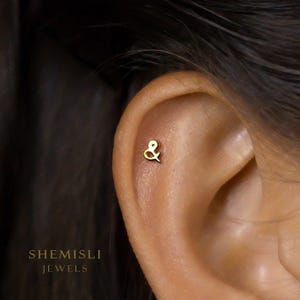 Dainty Ampersand Sign Stud Earring, Unisex, Gold, Silver SHEMISLI SS635 Butterfly End, SS636 Screw Ball End (Type A)