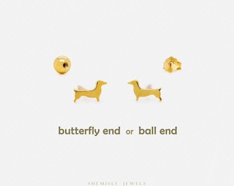 Sausage Dog Stud, Butterfly End or Screw Ball End Earring, Minimalist Style, A-SS885 SS886