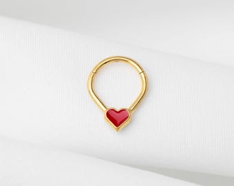 Teardrop Heart Nose Ring, Septum Hoop, Minimalist Style, A-SH722 SH723