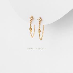 Boucles d'oreilles pendantes CZ Clover, unisexe, or, argent SHEMISLI SS149