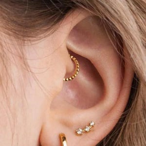 Angled Pattern Daith Hoop, Clicker Earring, Minimalist Style, A-SH410 SH411