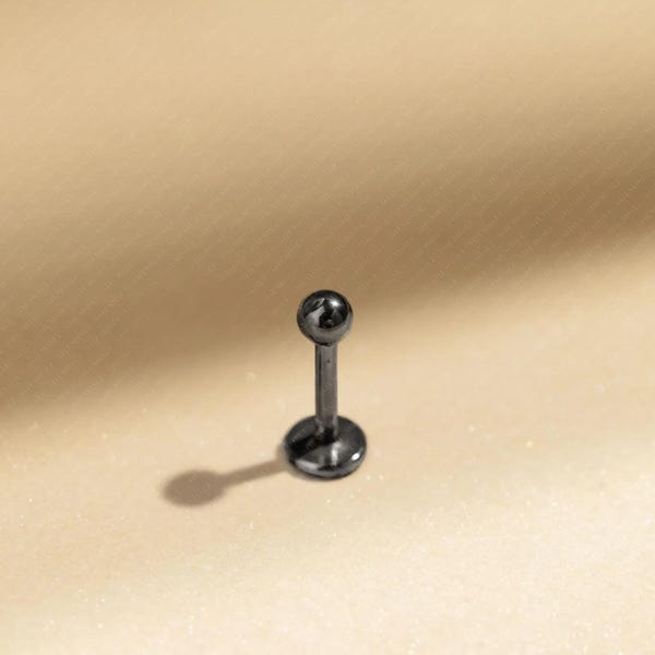 Black Ball Stud, Threadless Flat Back Earring, Minimalist Style, A-SS500 SS501 SS502