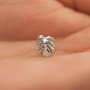 Monstera Tropical Stud, Threadless Flat Back Earring, Minimalist Style, A-SS1068