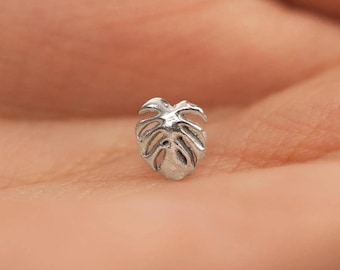 Monstera Tropical Stud, Threadless Flat Back Earring, Minimalist Style, A-SS1068