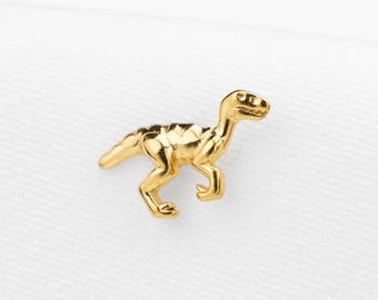 Raptor Dinosaur Stud, Threadless Flat Back Earring, Minimalist Style, A-SS1406