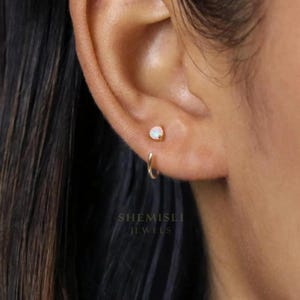 Opal Stone Ear Jacket, Stud Earring, Minimalist Style, A-SJ016 SJ017 SJ018 SJ019 SJ020 SJ013 NOBKG