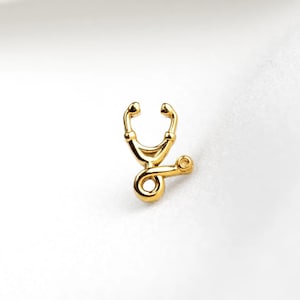 Stethoscope Stud, Threadless Flat Back Earring, Minimalist Style, A-SS1256