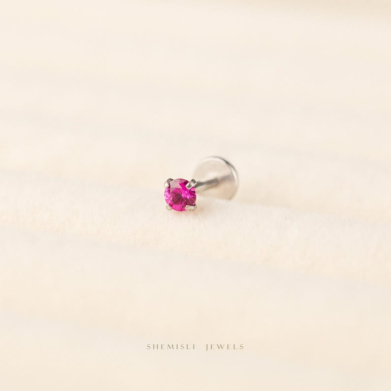 Ruby Stud, Threadless Flat Back Earring, Minimalist Style, A-SS613 SS614 SS615 SS616 image 7