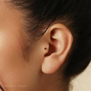Petit clou tragus sans filetage à dos plat, grenat, pierre de naissance de janvier, calibre 20,18,16, 5-10 mm, unisexe, acier chirurgical, SS599
