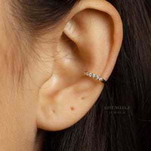 Manchette en forme de conque avec oxyde de zirconium simple, boucle d'oreille sans piercing, unisexe, or, argent SHEMISLI SF028