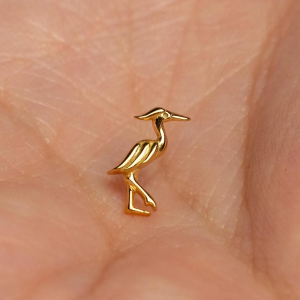 Heron Stud, Threadless Flat Back Earring, Minimalist Style, A-SS1193