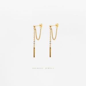 Boucles d'oreilles pendantes en chaîne, unisexe, or, argent SHEMISLI SS199