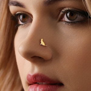 Tiny Cat Threadless Flat Back Nose Stud, 20,18,16ga, 5-10mm Unisex, Surgical Steel SHEMISLI SS990
