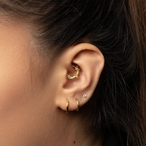 Créole Bat Daith, Boucle d'oreille à cliquet articulé, calibre 16, 8 mm ou 10 mm, Unisexe, Acier chirurgical, SHEMISLI SH682, SH683